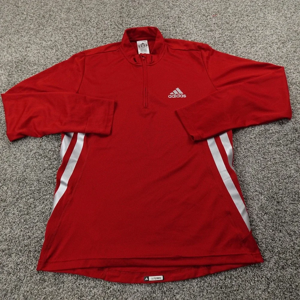 Adidas‎ Shirt Mens M Red Adizero ClimaCool Pullover 1/4 Zip Sweatshirt Athletic